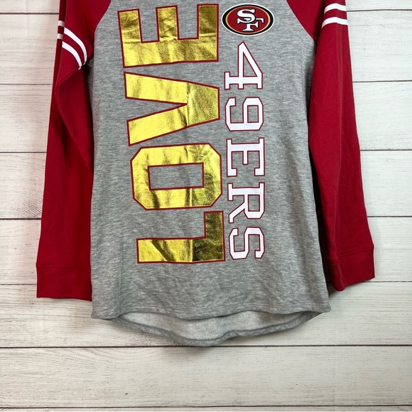 NFL San Francisco 49ers Girls Love 49ers Gray Red Hoodie Sweater Size 12/14 - Picture 5 of 9